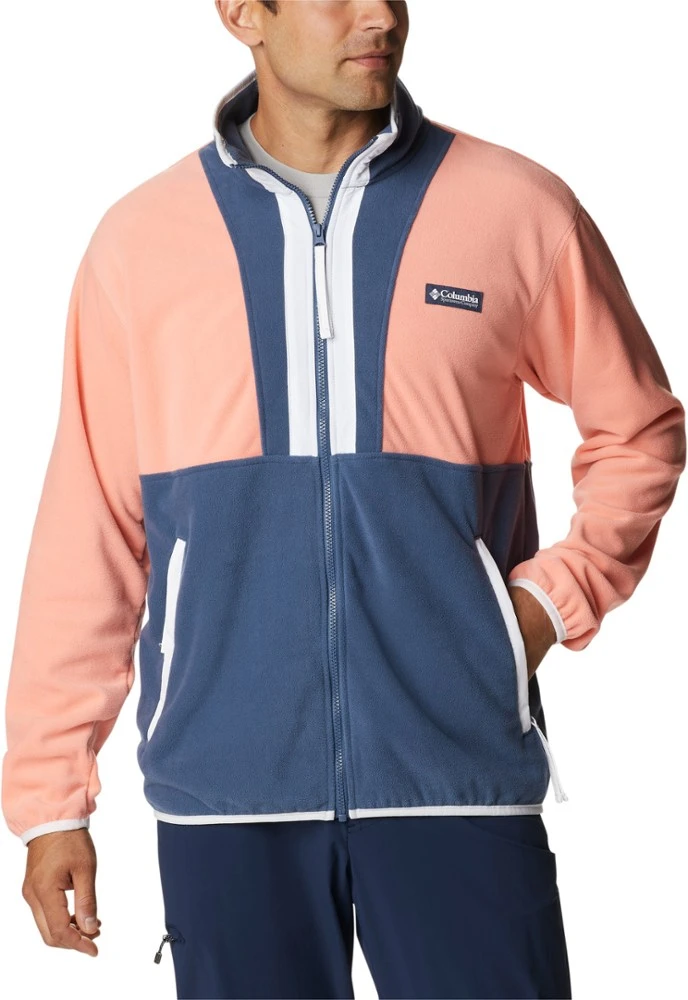 Coral Reef/Dark Mountain/White - Columbia Back Bowl Lightweight Fleece Jacket - Men's Columbia Back Bowl Lightweight Fleece Jacket - Men's -Columbia Sales Shop 2dc4e234 661c 457a 818b a29e599700c2