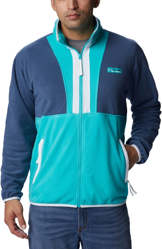 Dark Mountain/Aqua/White - Columbia Back Bowl Lightweight Fleece Jacket - Men's Columbia Back Bowl Lightweight Fleece Jacket - Men's -Columbia Sales Shop f8934d90 afa7 4672 bce6 289667e84df4